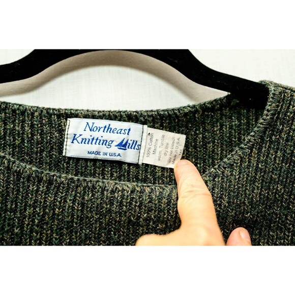 Vintage Northeast Knitting Mills pullover sweater M/L green knit - Picture 3 of 6